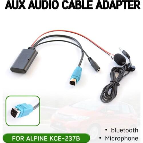 Bluetooth Aux Receiver Cable Adapter with microphone for Alpine KCE-237B wireless audio interface for Alpine 2009+ CDE-W203Ri