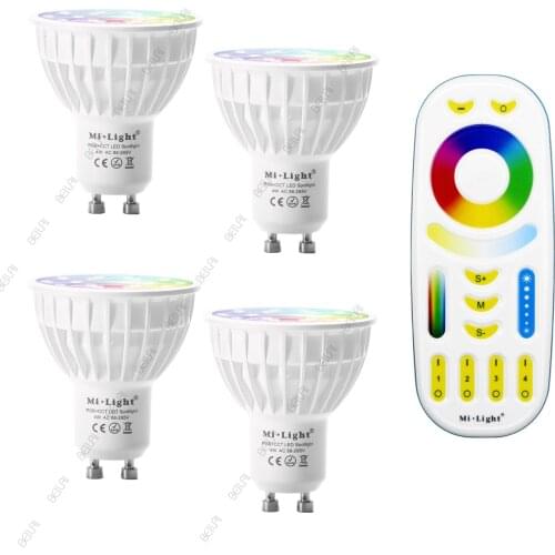 Mi Light Dimmable Led Bulb 4W GU10 RGB CCT (2700-6500K) MiLight led Lamp Indoor Decoration + 2.4G RF LED Remote Control