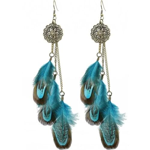 Long Tassel Drop Earring Fashion Feather Style Ethnic Boho Big Dangle Statement Earring Indian Wedding Party Jewelry Accessories