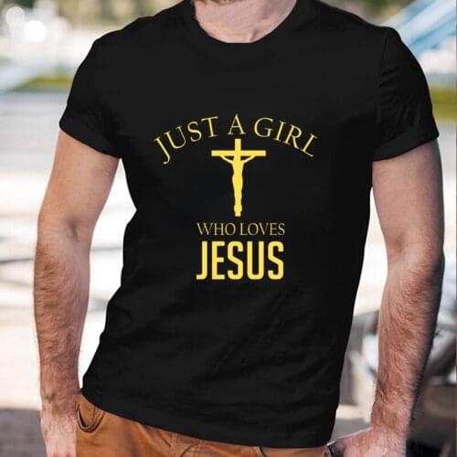 Just A Girl Who love Jesus Christian Cross Graphic T Shirt Funny I Love Jesus Printed Tops Fashion Casual Summer Cotton Tee