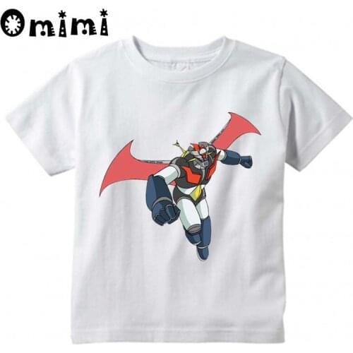Boys/Girls Classic Retro Mecha Mazinger Z Anime Nagai Shin Shougeki Printed T Shirt Kids Tops Childrens White T-Shirt, ooo463