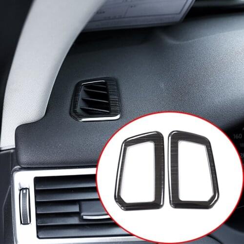 2pcs Stainless Steel Black Brushed Dashboard Air Conditioning Vent Outlet Frame Trim Kit For Land Rover Discovery Sport 2015-17