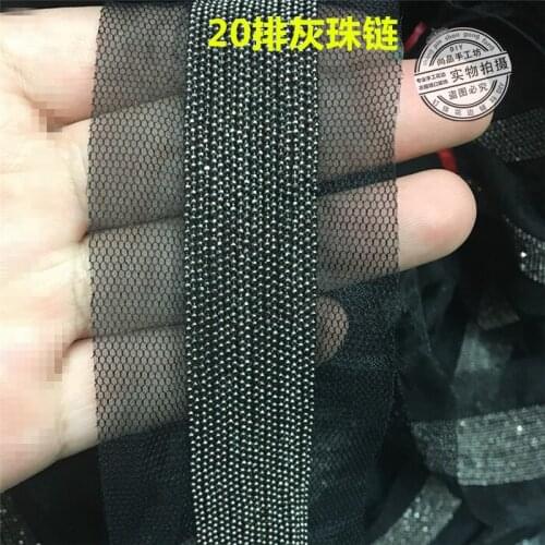 4Yards Bead Chain Fringe Beaded Trimming Lace Ribbon DIY Craft Sewing Accessories Clothing Decoration Black Mesh Lace Fabric