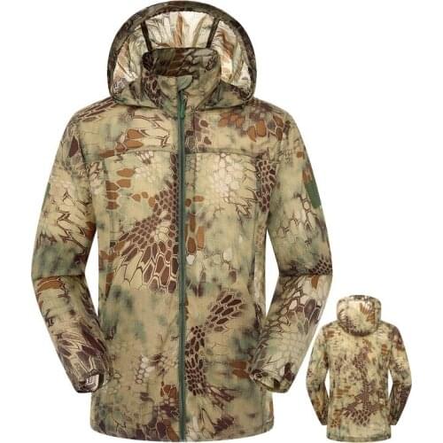 Mens Outdoor Python Pattern Camouflage Sun Protection Jacket Summer Quick Dry Waterproof Hiking Fishing Tactical Skin Coat