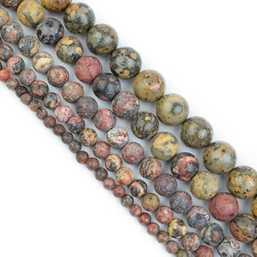 Wholesale Natural Round Leopardskin Stone Strand Beads 4 6 8 10 12MM Pick Size For Beading Bracelet Necklace DIY Jewelry Making