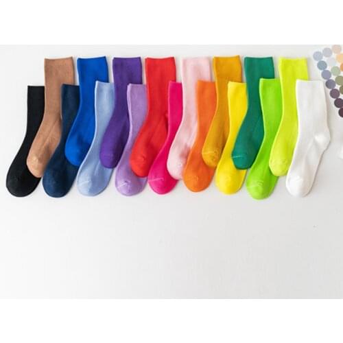 Solid color socks Ⅲ Middle tube Knitted at all seasons Loose Long Socks Women Pile Ins Soft Fashion girls Spring and Autumn