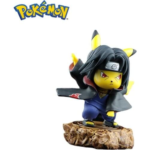 NEW Anime Naruto Pokemon Action Doll Pikachu Cosplay Uchiha Sasuke GK Doll PVC Statue Series Birthday Gift