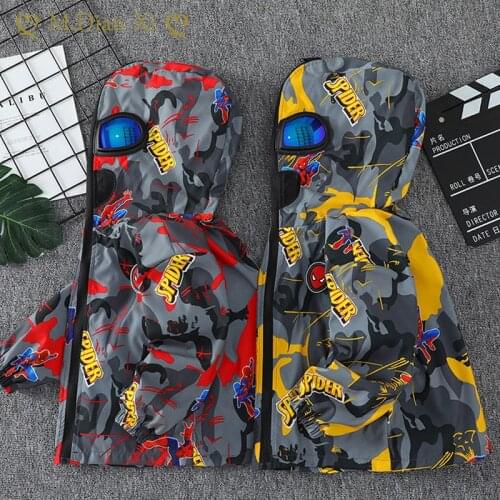 Boys Autumn Jacket 2021 Cartoon Parka Coat Boys Hooded Jacket Spiderman Cartoon Fashion Childrens Jacket Boy Clothes