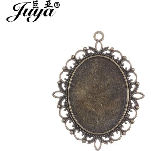 JUYA Oval Cabochon Cameo Base Tray Bezel Blank for DIY Jewelry Findings Components 2pcs 40X30mm Necklace Pendant AD0146