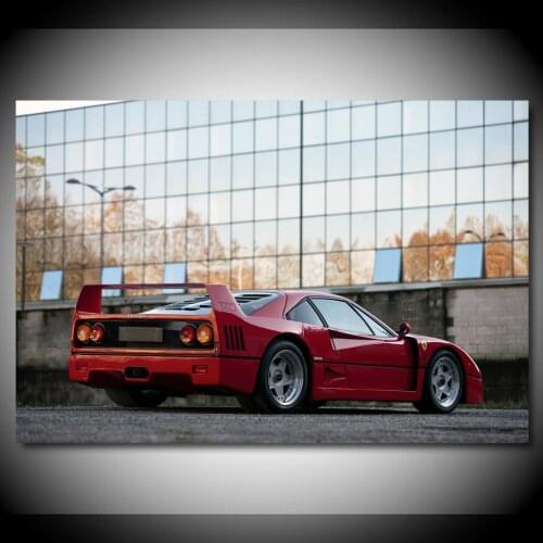Classic Car Ferraris F40 Red Car Sport Car Wall Art Posters Fabric Canvas Print Paintings for Living Room Decor