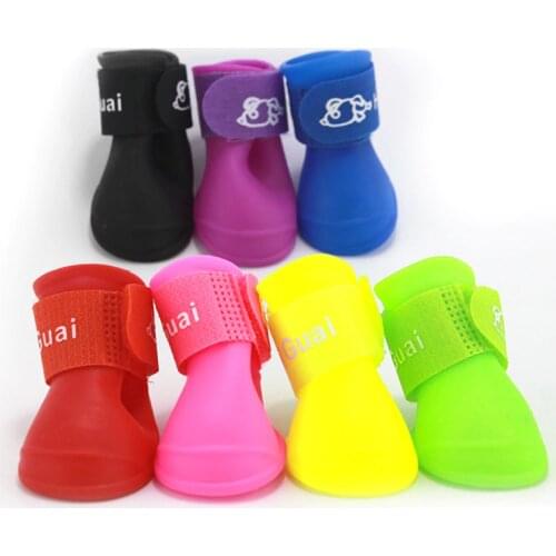 Pet Dog Rain Shoes Anti slip dog Rain Boots Waterproof Candy for Small Medium S-L dogs cats wear Summer ChiHuaHua adidog