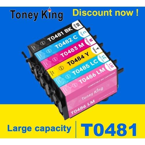 Toney King 6 Colors Compatible Ink Cartridge T0481 for Epson Stylus Photo R200 R220 R300 R300M R320 R340 RX500 RX600 RX620 RX640