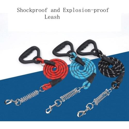 Reflective Nylon Strong Pet Dog Leash Adjustable Training Lead Pet Traction Ropes Leads With Spring For Medium Large Dogs