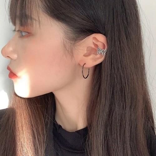 Retro Hong Kong style butterfly ear clips without pierced ears female painless ear bone clips ear studs fairy Qi Sen super fairy