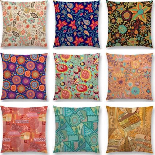 Harvest Spring Flowers Mandalas Exotic Garden City Park Retro Fantasy Floral Pattern Tribal Cushion Cover Sofa Throw Pillow Case