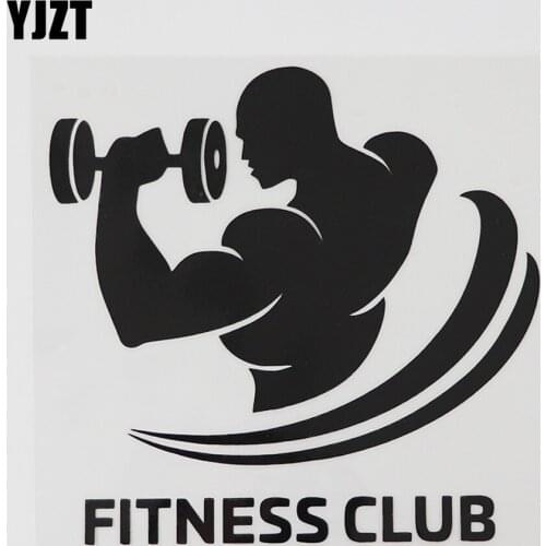 YJZT 13.3CMX12.8CM Fitness Club Gym Bodybuilding Sports Vinyl Car Sticker Black/Silver 8A-0961