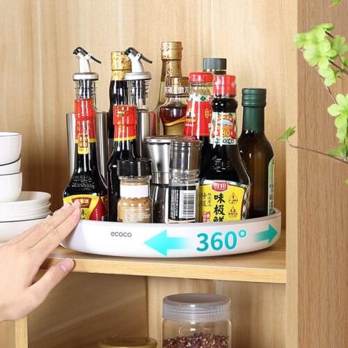 Rotating seasoning rack kitchen pantry organizer multi-function seasoning storage tray kitchen supplies tray decoration