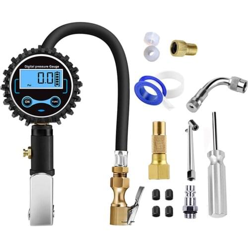 1Set Car Tire Inflator High-precision Digital Inflation Tool With Digital Pressure Gauge 200 PSI Air Chuck & Hose Type