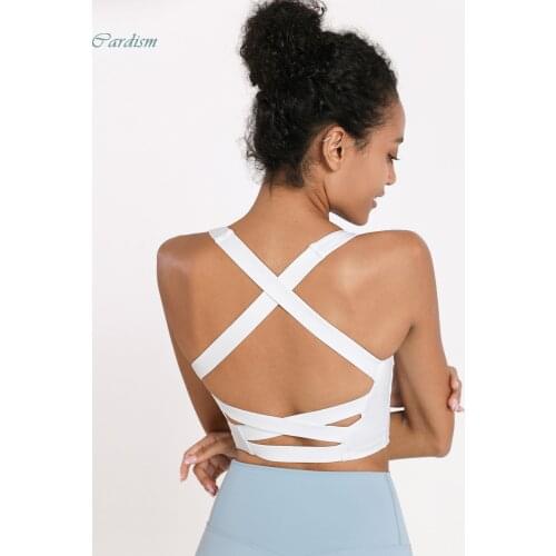 Cardism Womens Sport Bra Fitness Push Up Yoga Top Woman 2021 Cross back Sexy Bralette Sports Crop Top Underwear Femme