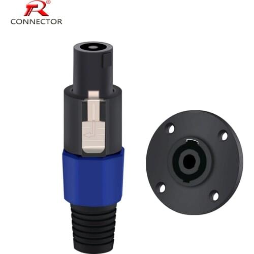 1set 4 Pin Speak Male Plug + Female Jack Socket Connector Round Shape Panel Mount Amplifier Converter R Connector