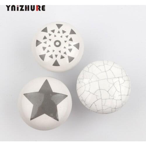 1PCS Round Ceramic Furniture Handle Kitchen Cabinet Drawer Pull Handle Knobs Single Hole bedroom furniture Knobs