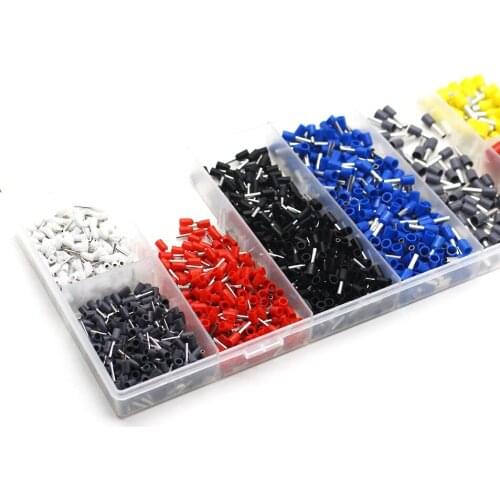 1200Pcs Assorted Crimping Wire End Terminals Copper Insulated Cord Pin End Crimp Terminal Electrical Wire Connector