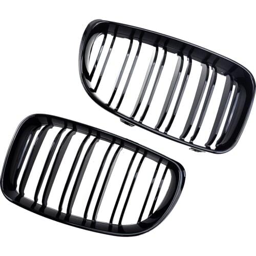 2pcs Dual Double Slat Kidney Grille Grill 51137166440 fit for BMW 1 Series E81 3-door E82 Coupe E87 5-door Facelift E88 Cabrio