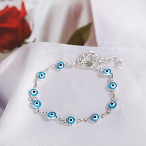 2020 Womens Blue Evil Eye Chain Adjustable Bracelet Vintage Turkish Evil Eye Charm Wristband Bracelets