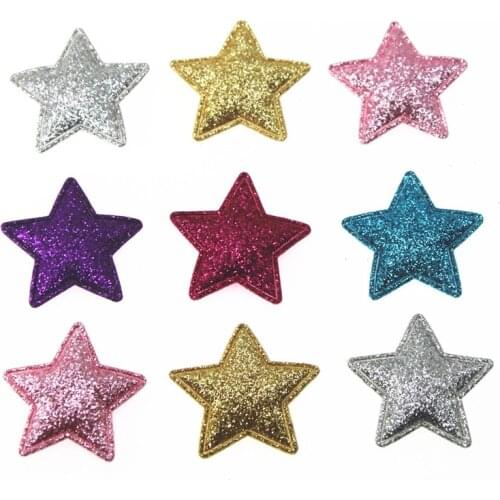3.3m 20pcs mix color Star Non-woven patches glitter Felt Appliques for clothes Sewing Supplies diy craft ornament