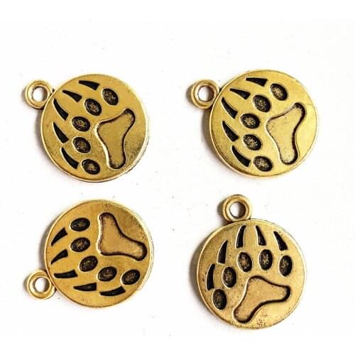 30Pcs Retro Golden Animal Paw Print&Baby Feet Charms Pendants For Jewelry Making DIY Necklace Goth Earrings Accessories Crafts