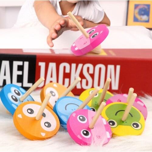 Kids Wood Gyro Toys for Children Adult Relief Stress Desktop Spinning Top Toys Kids Birthday Christmas Gifts Random Color 4Pcs