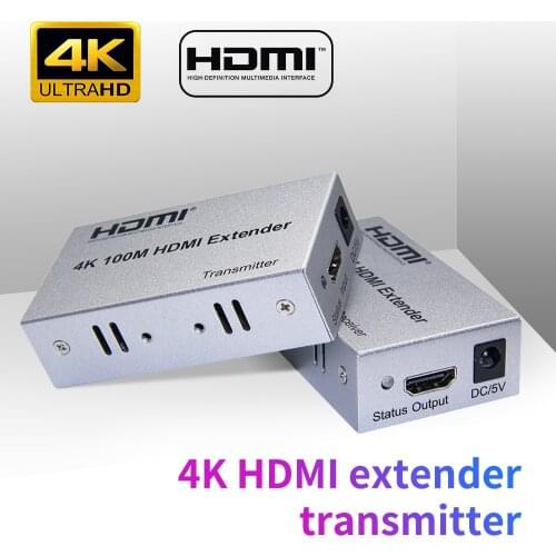 4K 100M HDMI-compatible Extender over cat5e/6 RJ45 LAN Ethernet Cable 1080P Network Extender 60M UTP POE with IR Control&Loop