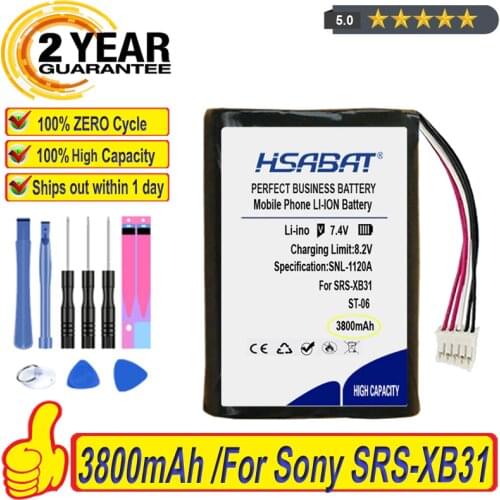 Top Brand 100% New 3800mAh ST-06 Battery for Sony SRS-XB31 5-wire Plug Bluetooth Speaker Batteries + free tools