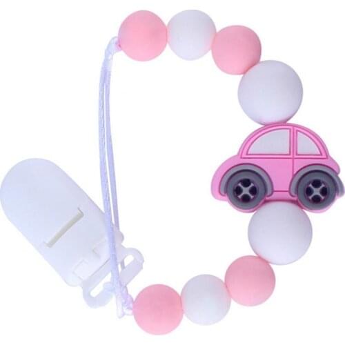 Newborn Pacifier Teether Pacifier Chain Baby Silicone Car Teething Soother Beads Dummy Clip Pacifier Chain Chew Toy