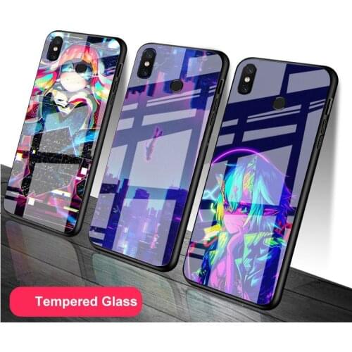 Vaporwave Glitch Anime DIY Tempered Glass Phone Case for Redmi 7A 8 9 NOTE 9 8 7 6 Pro Luxury printed cover shell