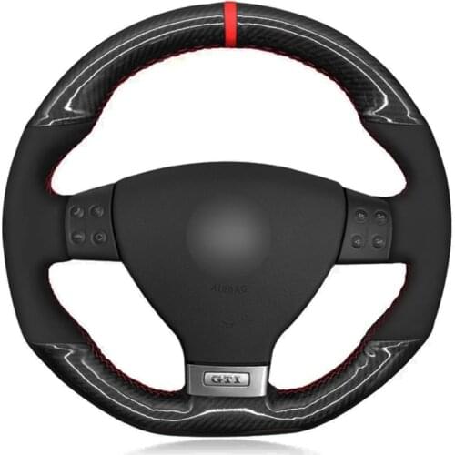 Car Steering Wheel Cover Soft Black Suede Carbon Fiber For Volkswagen Golf 5 Mk5 GTI VW Golf 5 R32 Passat R GT 2005