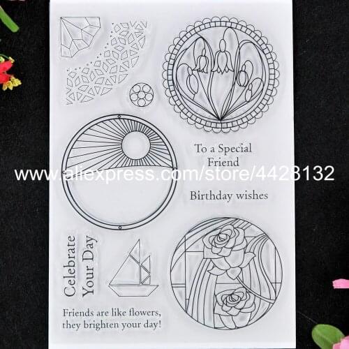 Flowers Birthday Wishes Celebrate Special Friend Scrapbook photo cards rubber stamp clear stamp transparent stamp 9080207