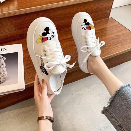 Disney childrens cartoon Mickey Mouse non-slip soft bottom casual womens slippers summer canvas shoes girls half slippers