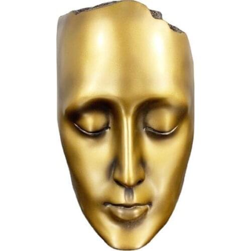 Home modern minimalist model room living room porch face portrait black gold mask sculpture decoration