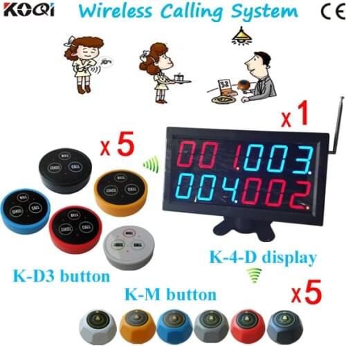 Guest Pager Calling System Waiter For Service Hotel Equipment 1pc LED Display With 10pcs Call Button