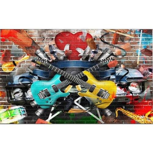 Graffiti Brick Wall Hip Hop guitar backdrops Vinyl cloth High quality Computer print party photography studio background