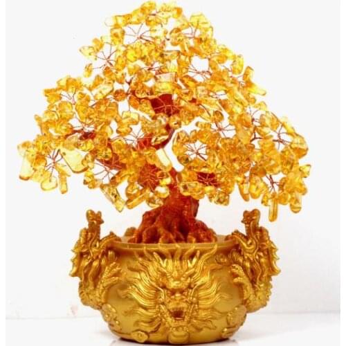 Stones and crystals citrine quartz crystal gem money tree for holiday gift money wealth bay