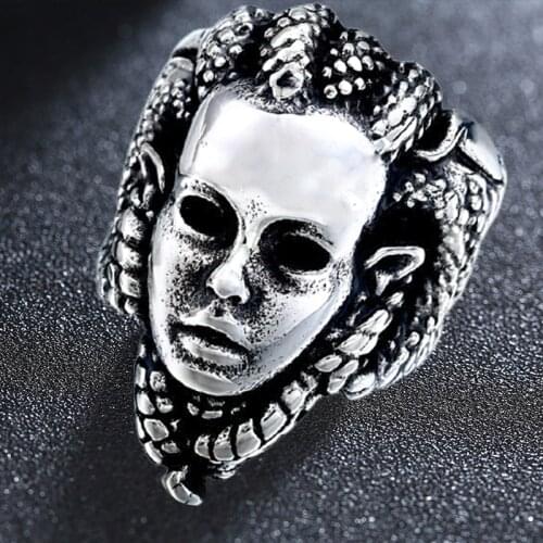 Stainless Steel Mens The Snake Medusa Ring For Man Cool Fashion Skull Rings Punk Movie Jewelry
