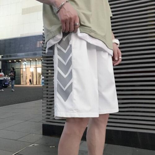 Men Summer Shorts Straight Casual Shorts Elastic Waist Streetwear Shorts Mens Hip Hop Shorts Man