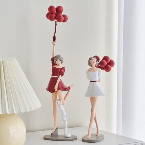 Luxurious Balloon Girl Statues Banksy Flying Balloons Girl Art Sculpture Resin Craft Home Decoration Home Office Decoration