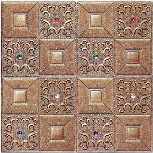 Living Room Sticker Bedroom Self-adhesive 3D Embossed Wall Sticker Panel Decal Decor 35*35cm