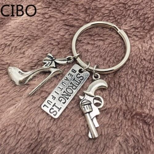 2019 New High-heeled shoes Guns Pendant Keychain Fashion Jewelry women Jewelry Car Key Ring Ring Gift Souvenir