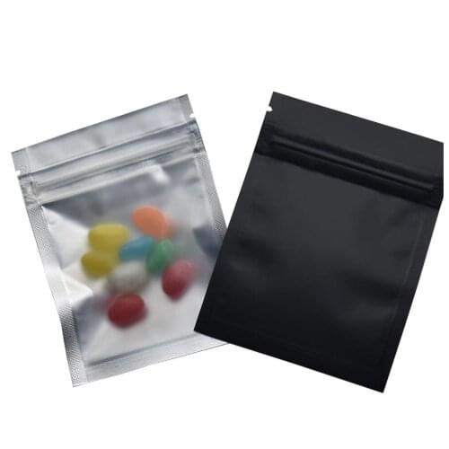 7.5*10cm Matte Black / Clear Front Zipper Bags Resealable Zip Aluminum Foil Plastic Bag Food Grocery Packing Mylar Foil Bag