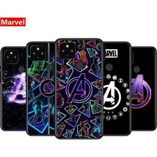 Marvel Avengers A Logo For Google Pixel 5 4A 5G 4 XL Soft Shell TPU Silicone Black Cover Phone Case