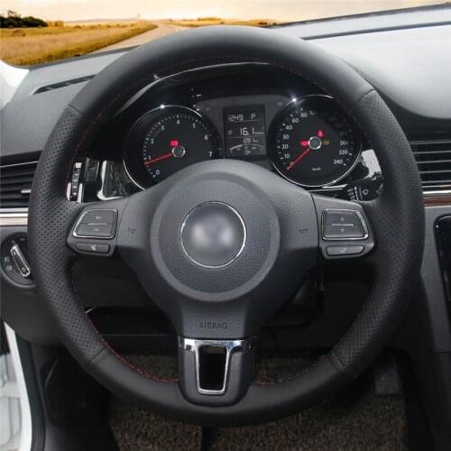 DIY Anti-Slip Steering Wheel Cover For Volkswagen Golf 6 Golf Plus Polo Tiguan Touran Caddy Jetta Car Interior Decoration